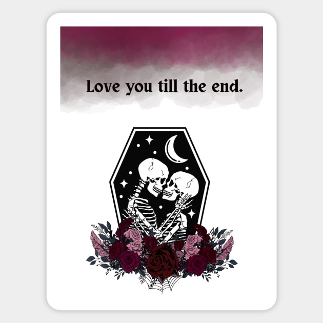 Goth Love You Till The End Watercolor Sticker by TheCorporateGoth